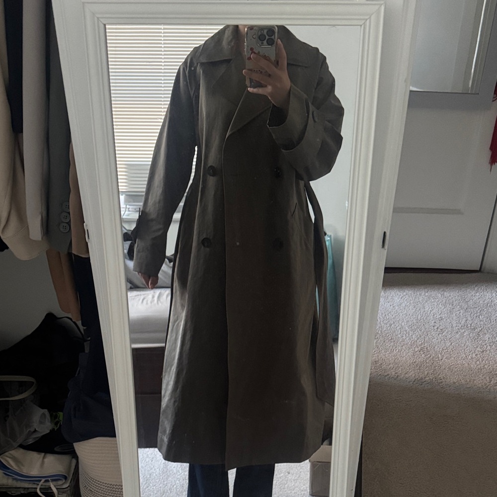 Massimo Dutti Olive Trench Coat